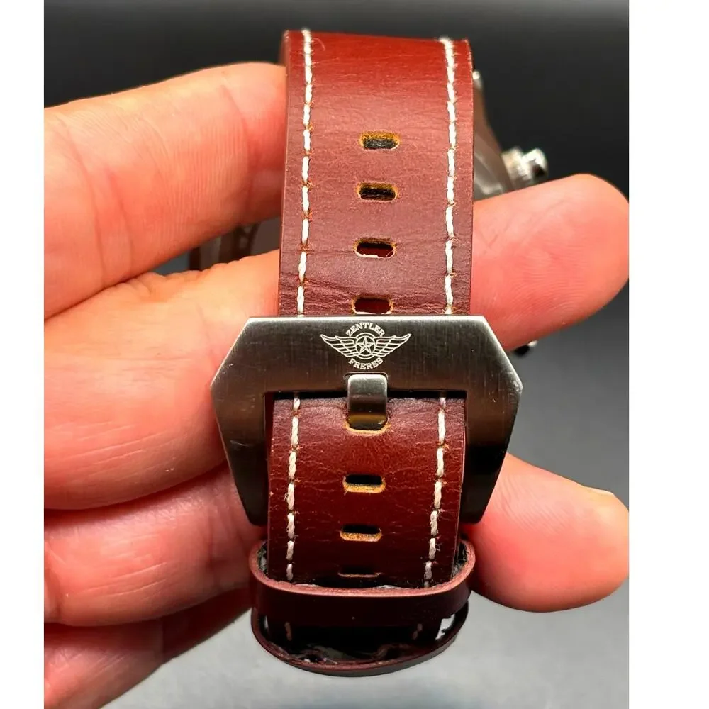 Zentler Freres Rodan ZF-15067 Swiss Chronograph Sapphire Leather 45mm Watch